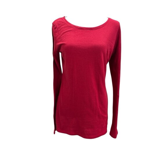Express Red Fitted Tee Round Neck Long Sleeve Women’s Size L - Picture 1 of 6